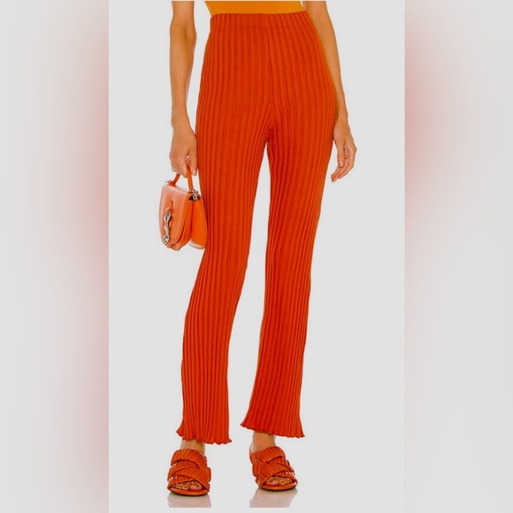 SIMON MILLER Cyrene Ribbed Knit Pants in Burnt Orange, Size Extra Small, NEW - Picture 2 of 12